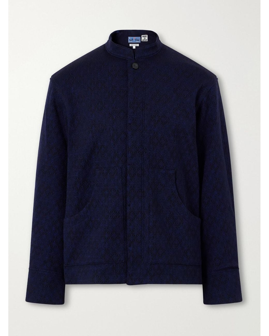 Blue Blue Japan Blue Jacquard-Knit Wool-Blend Bomber Jacket for men