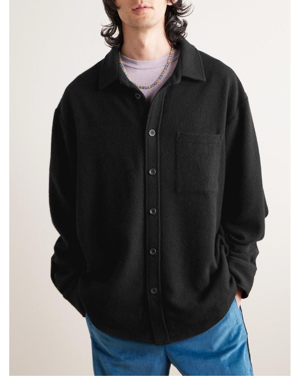 The Elder Statesman Black Cashmere Overshirt for men