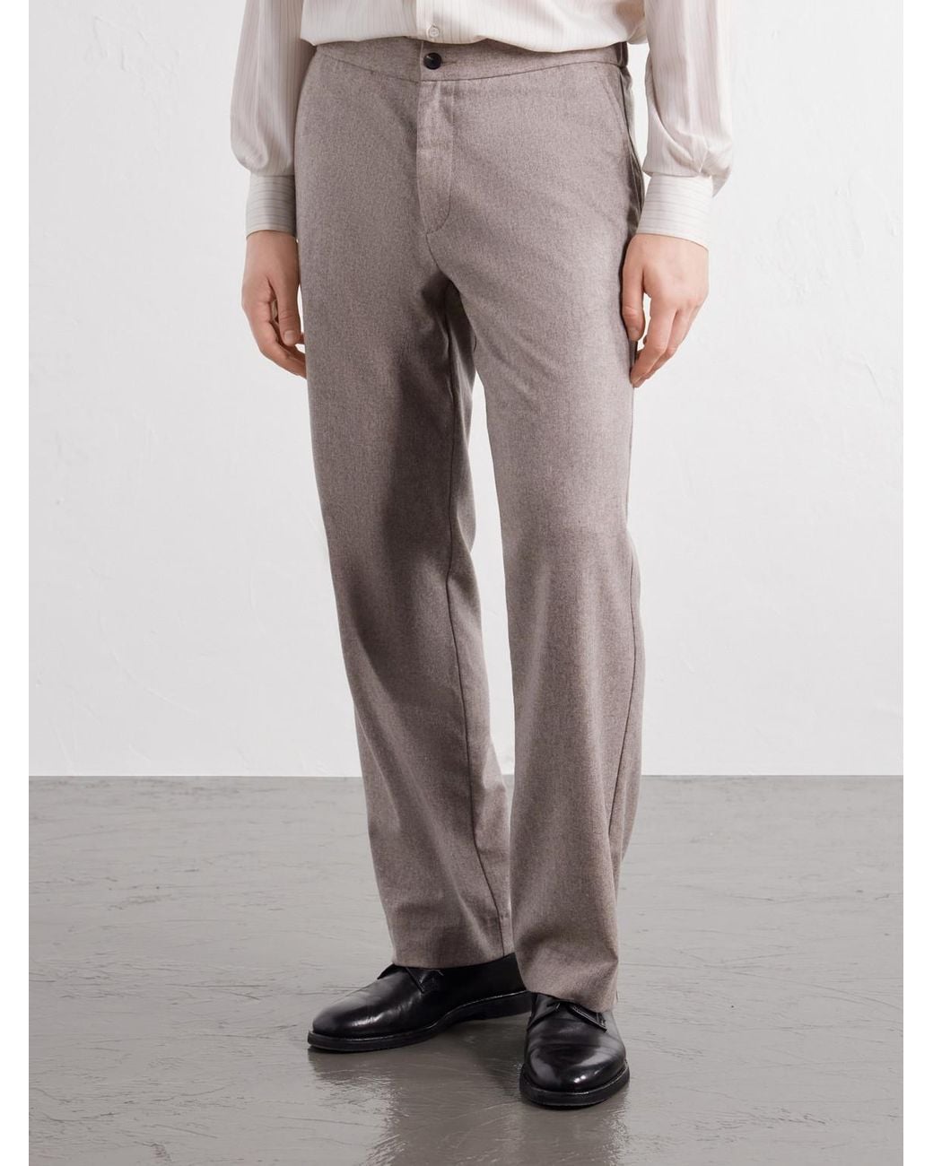 Mr P. Gray Straight-Leg Wool-Blend Flannel Trousers for men