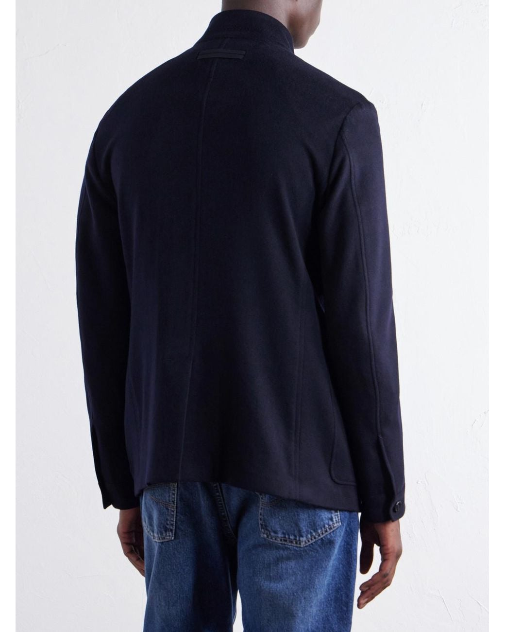 Zegna Blue Il Conte Cashmere Brushed Coat for men