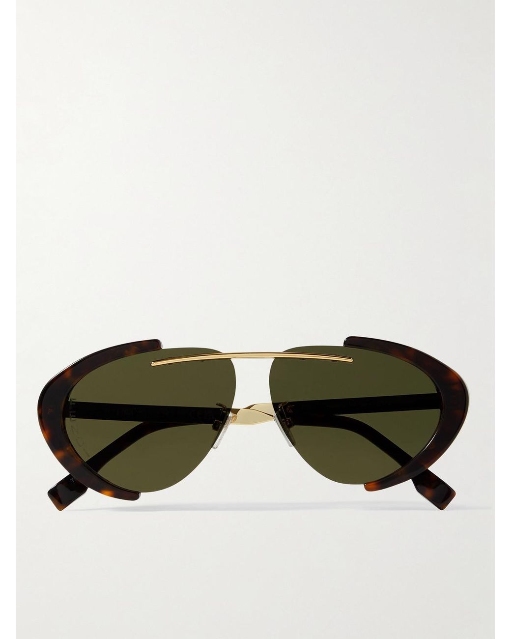 Fendi Oval Frame Tone And Acetate Sunglasses in Black for Men Lyst UK