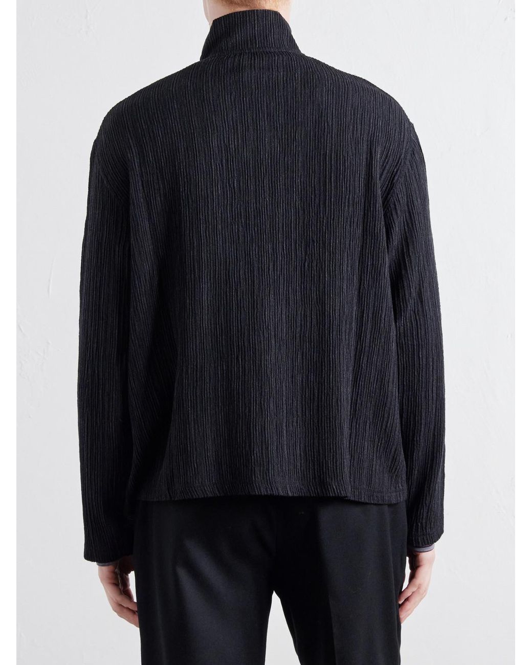 Our Legacy Blue Shrunken Plissé-Jersey Zip-Up Cardigan for men
