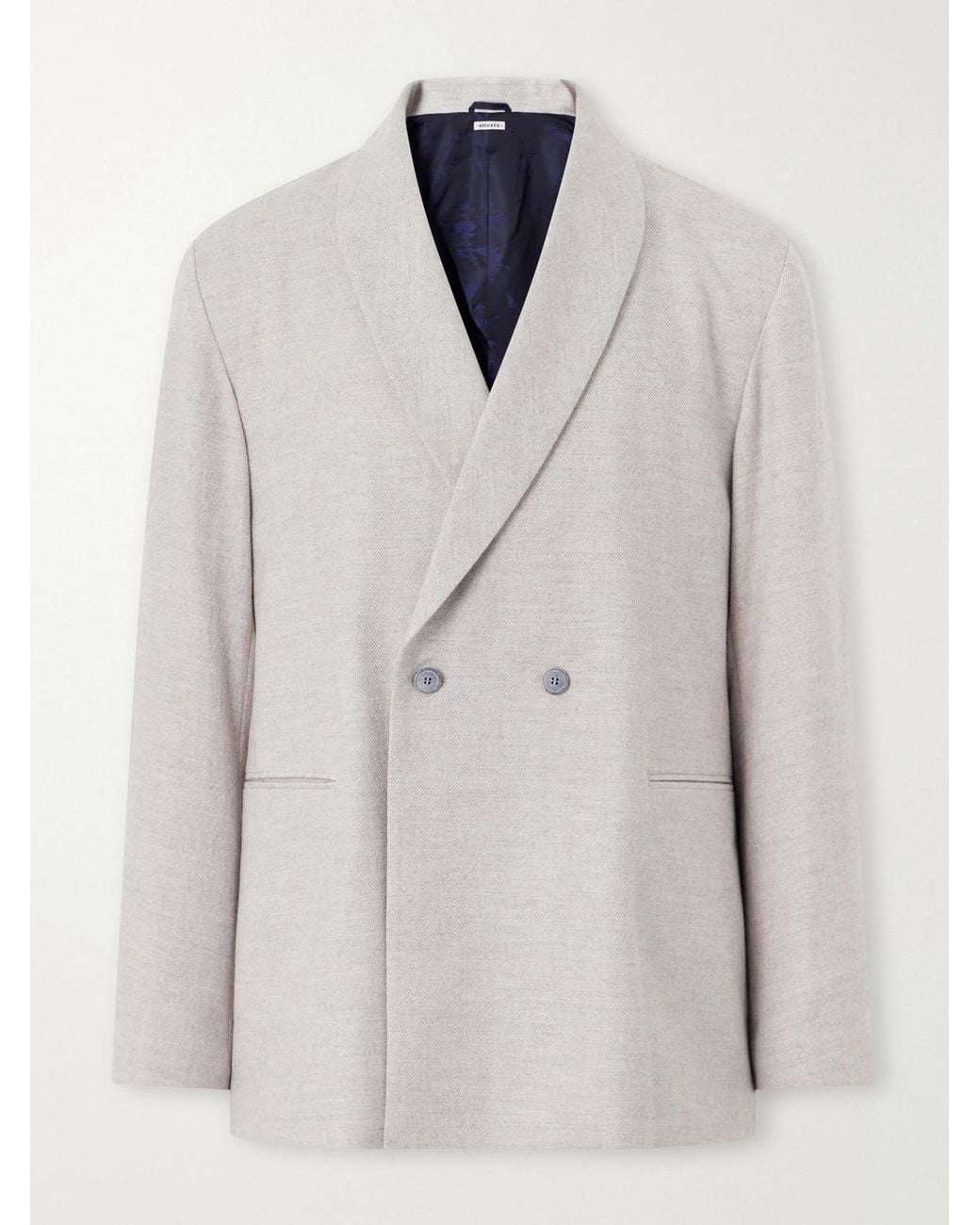 Blue Blue Japan White Shawl-Collar Wool, Cotton And Yak-Blend Twill Suit Jacket for men