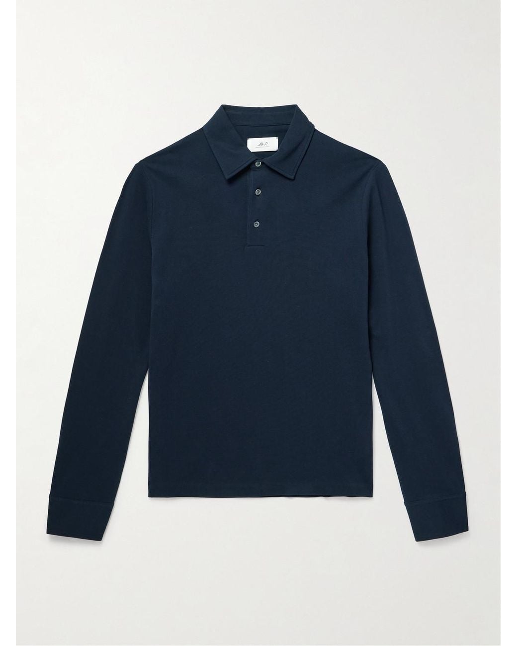Mr P. Blue Cotton-Piqué Polo Shirt for men