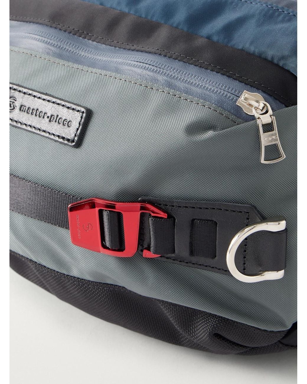 Master Piece Blue Leather-Trimmed Cordura Twill Belt Bag for men