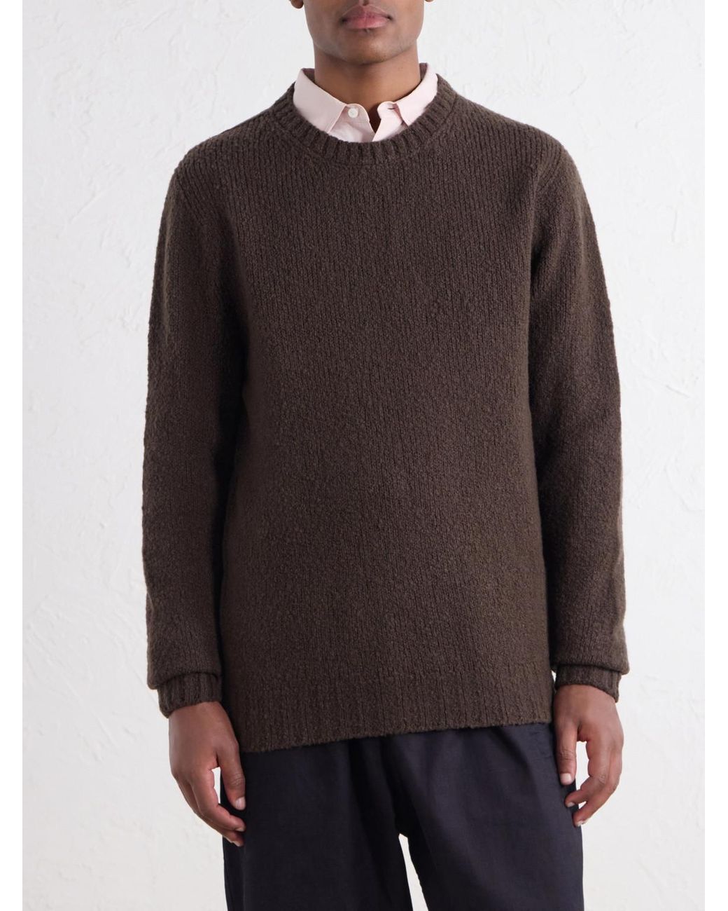 De Bonne Facture Brown Ribbed Wool Sweater for men