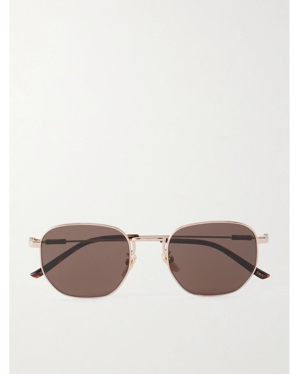 Gucci Pink Round-frame Rose Gold-tone Sunglasses for men