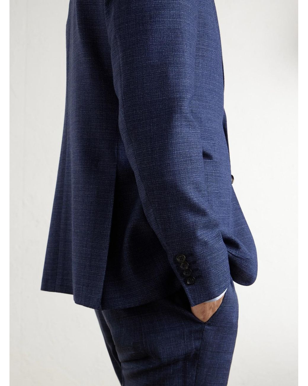 Canali Blue Wool, Silk And Linen-Blend Suit Jacket for men