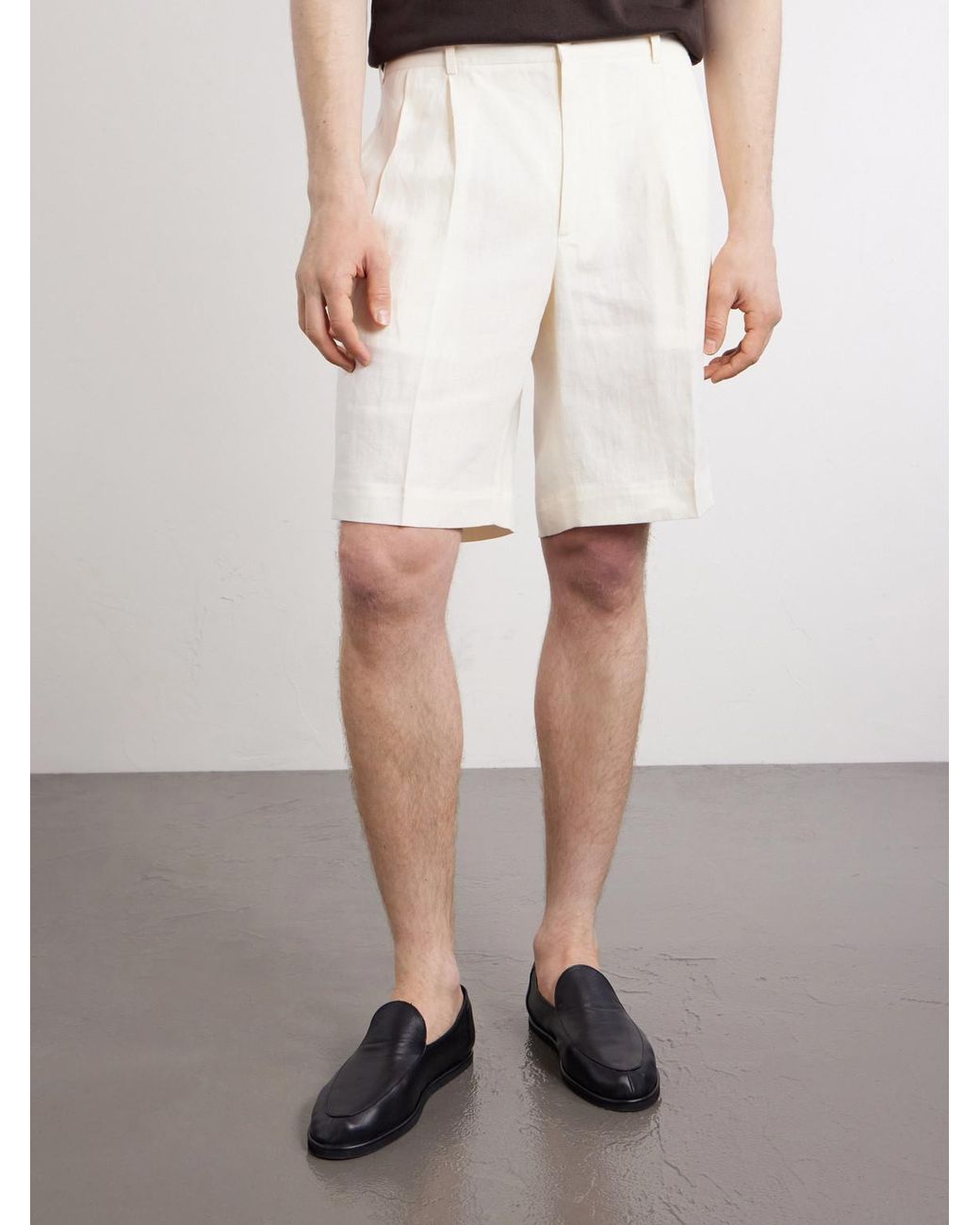 Rubinacci White Straight-leg Pleated Cotton Shorts for men