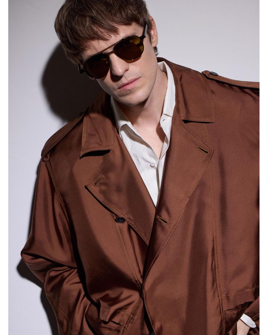 Saint Laurent Natural Double-Bridge Aviator-Style Metal Sunglasses for men