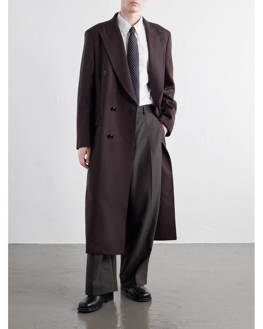 Our Legacy Black Extended Whale Double-Breasted Virgin Wool-Twill Coat for men