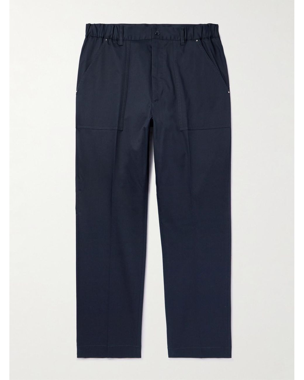 Moncler Blue Tapered Cotton-blend Gabardine Trousers for men