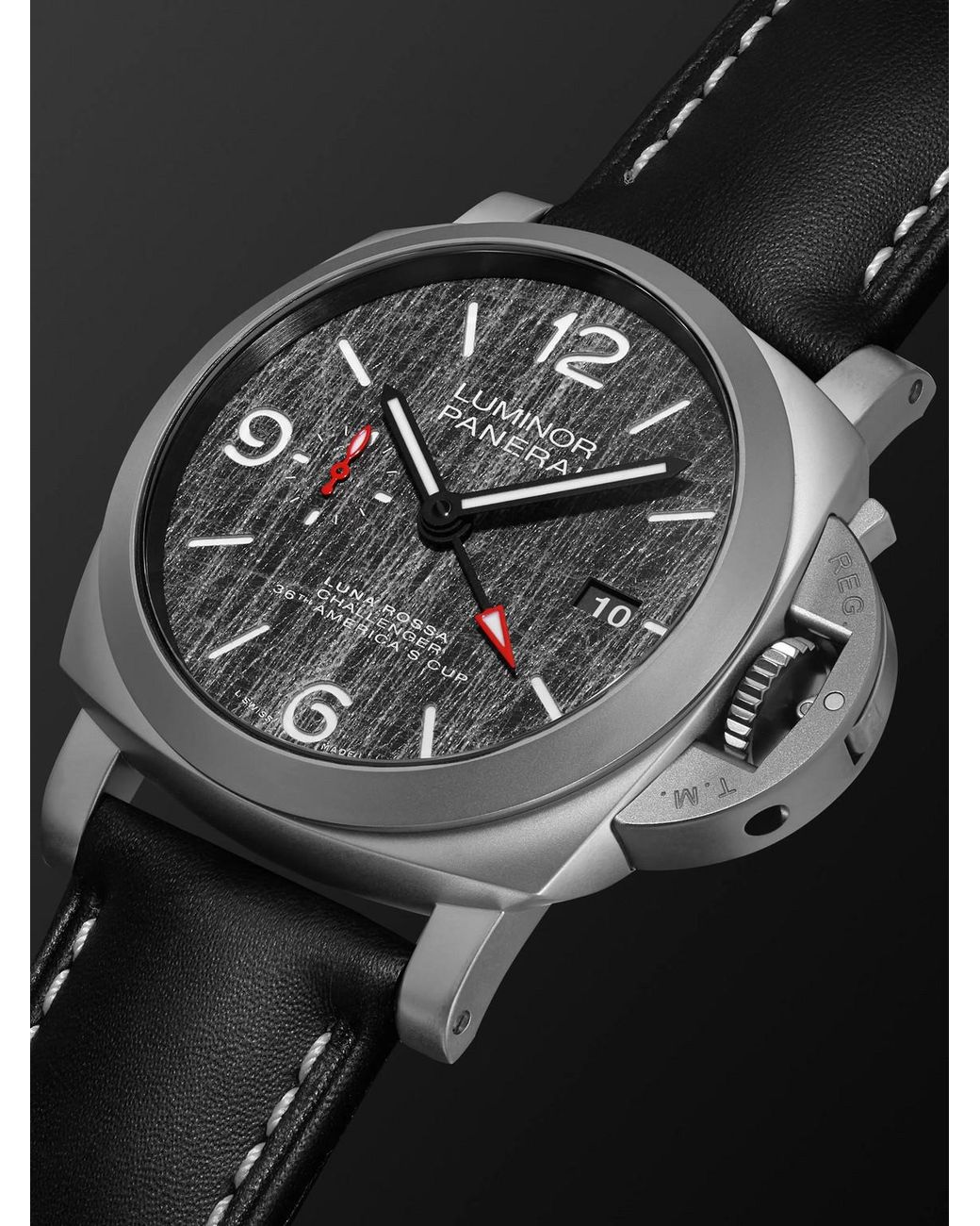 Panerai Black Luminor Luna Rossa Gmt Automatic Titanium Watch, Ref. Pam01036 for men