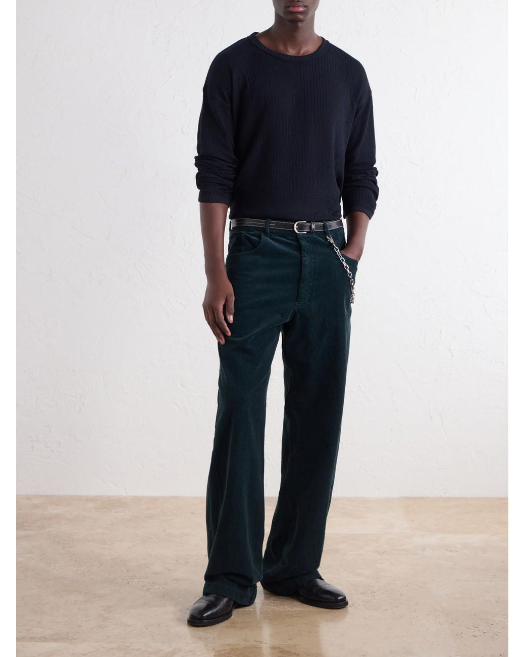 mfpen Blue Ribbed Organic Cotton Sweater for men