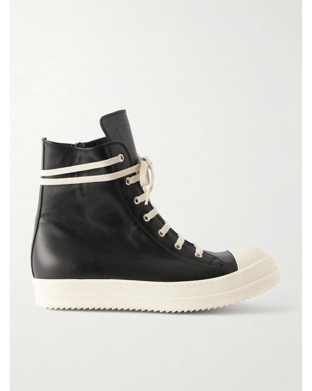 Rick Owens Black Ramones Full-grain Leather And Rubber Sneakers for men