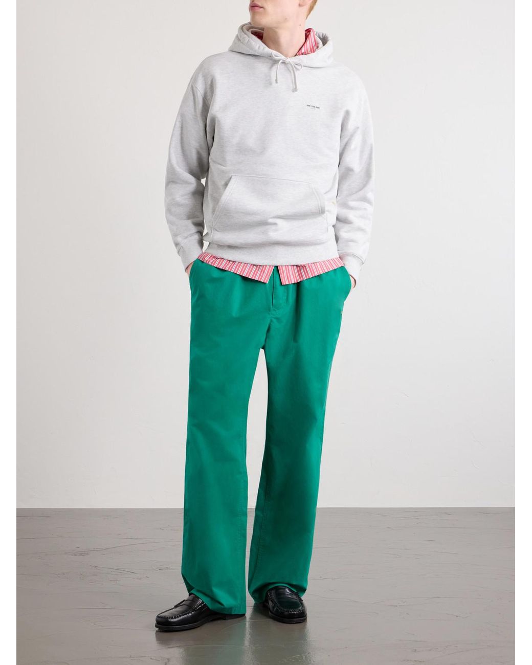 Aimé Leon Dore Green Wide-Leg Cotton Trousers for men