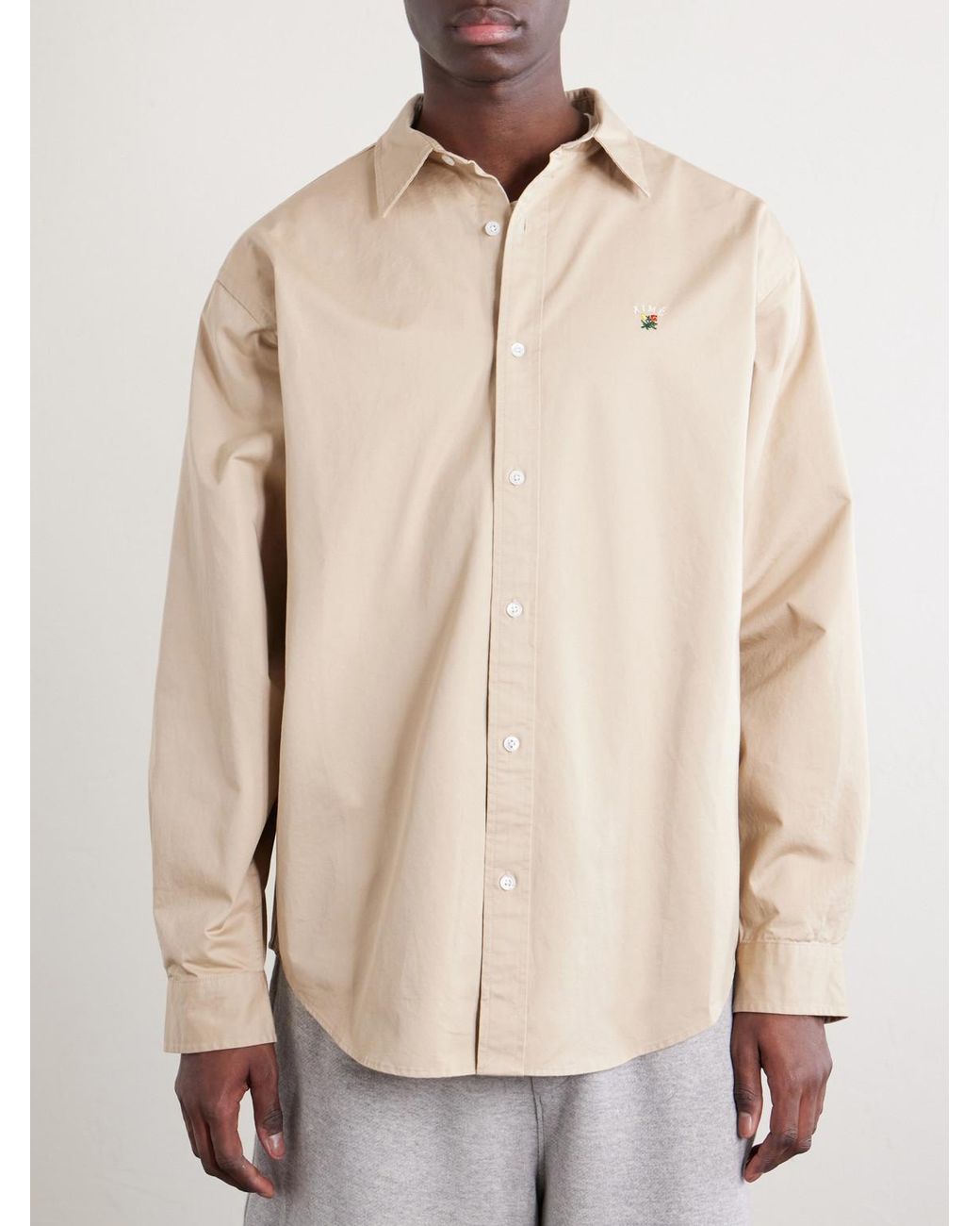 Aimé Leon Dore Natural Logo-Embroidered Cotton Shirt for men