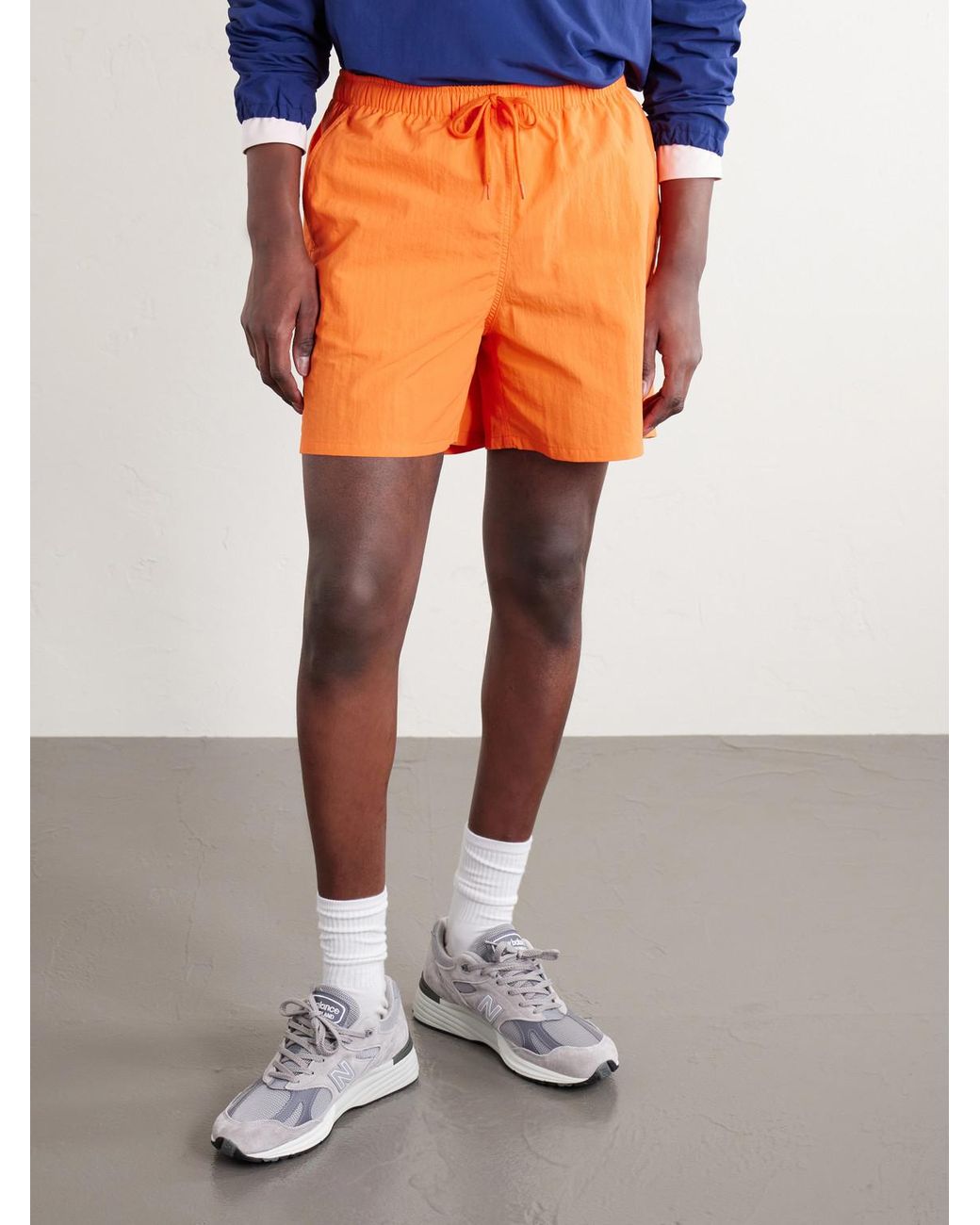 Aimé Leon Dore Orange Straight-Leg Logo-Embroidered Shell Drawstring Shorts for men