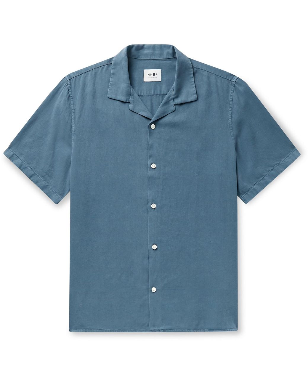 NN07 Miyagi Campcollar And Linenblend Shirt in Blue for Men Lyst