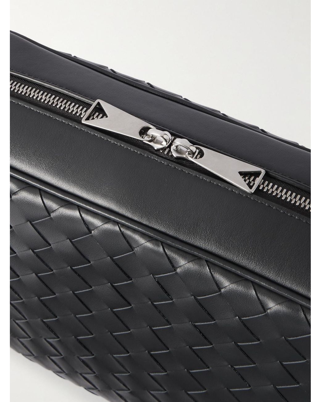 Bottega Veneta Black Intrecciato Leather Messenger Bag for men