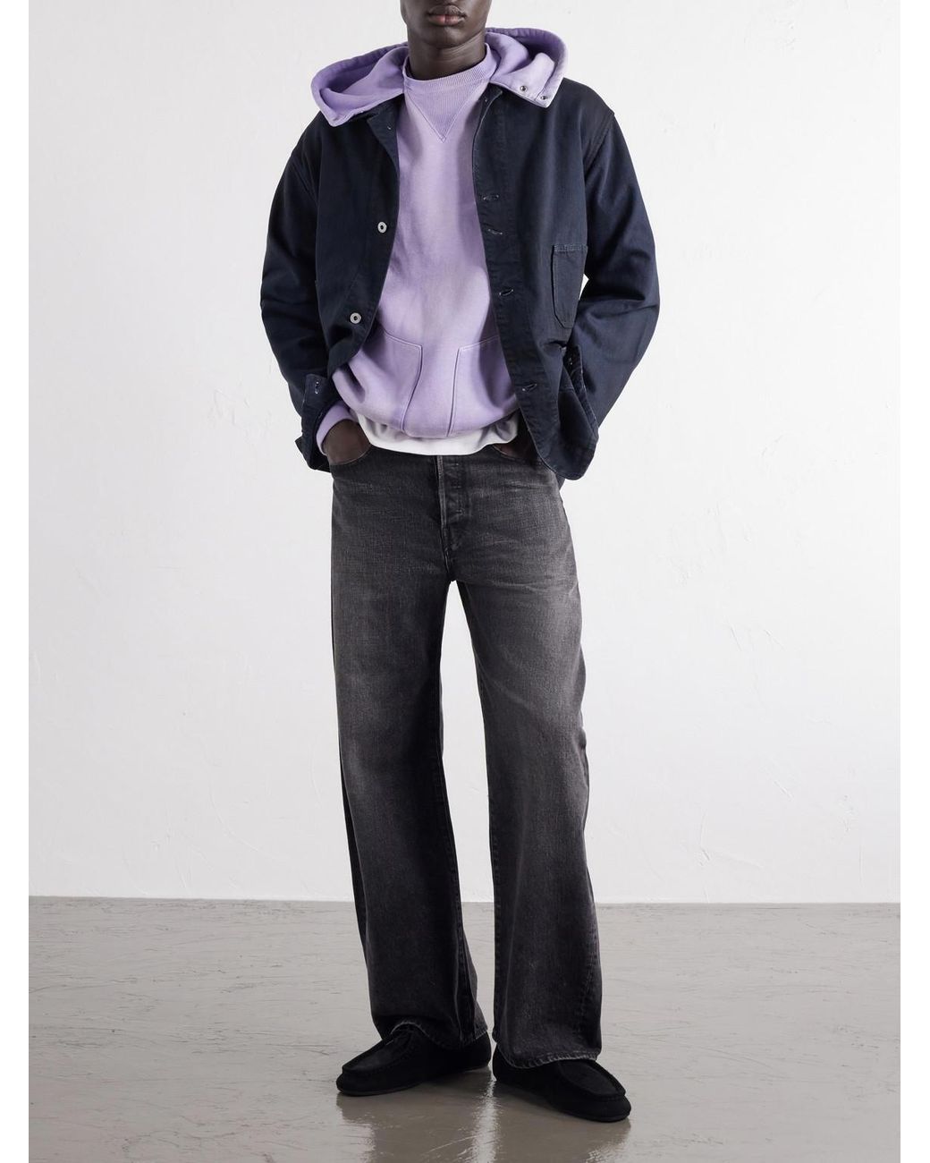 A.PRESSE Purple Cotton-Jersey Hoddie for men