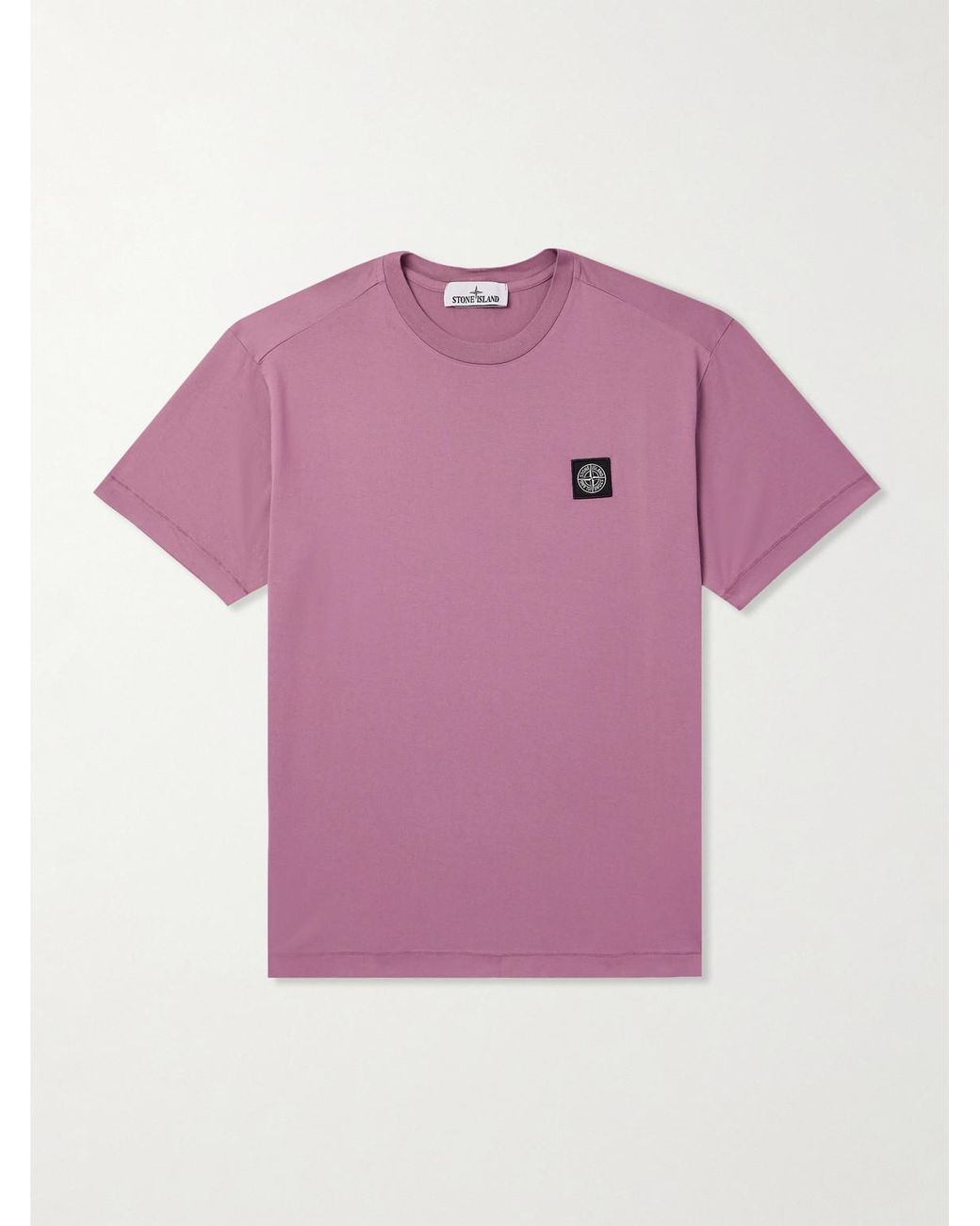 Stone Island Logo Appliqued Garment Dyed Cotton Jersey T Shirt in Pink for Men Lyst UK