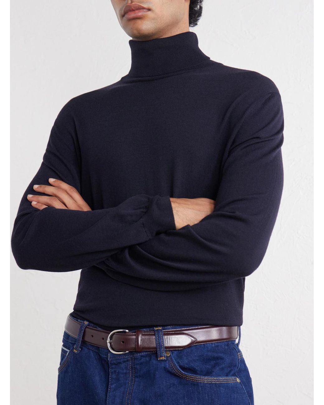Slowear Blue Zanone Flexwool Rollneck Sweater for men