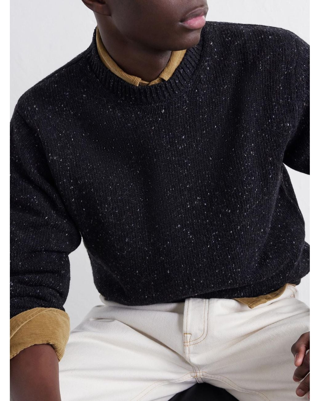 Drake's Blue Donegal Mélange Wool, Silk And Cashmere-Blend Sweater for men