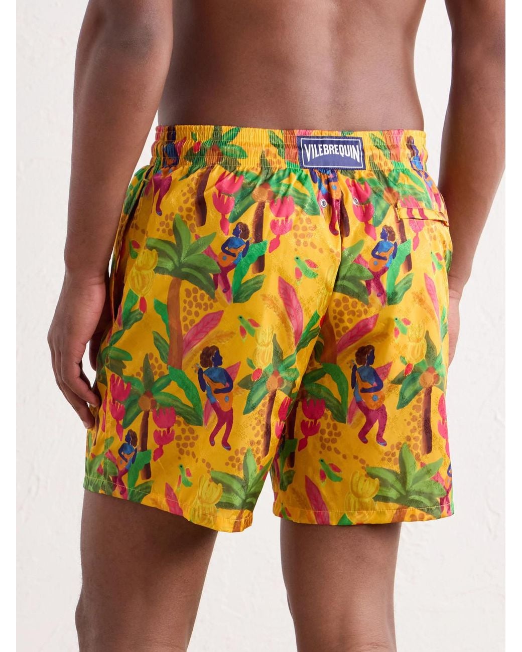 Vilebrequin Yellow Moopea Straight-Leg Mid-Length Printed Econyl Swim Short for men