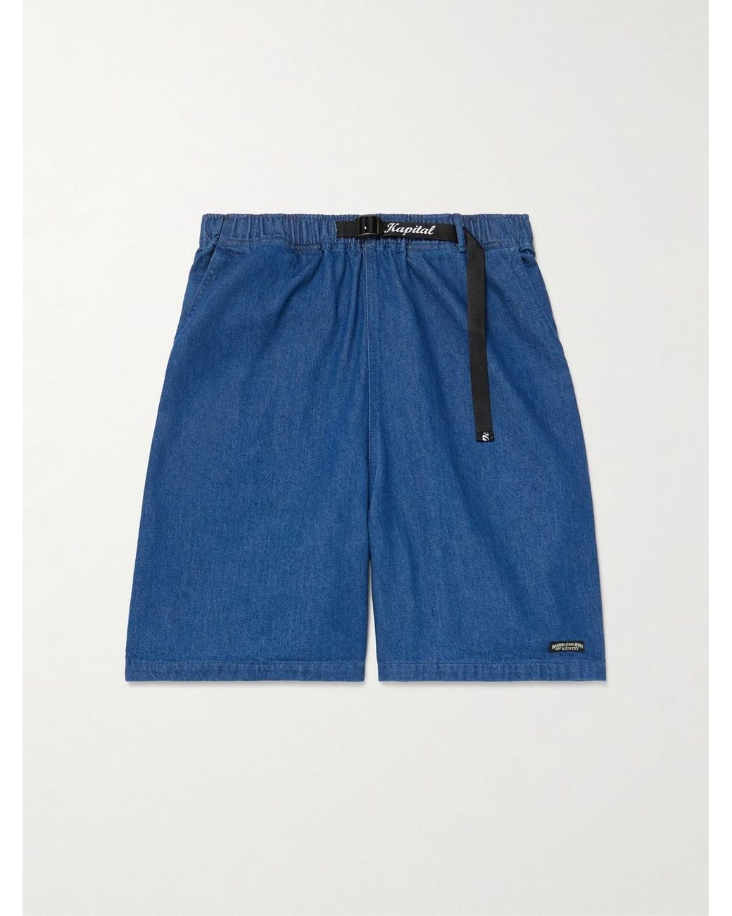 Kapital Blue Easy Wide-Leg Belted Denim Shorts for men