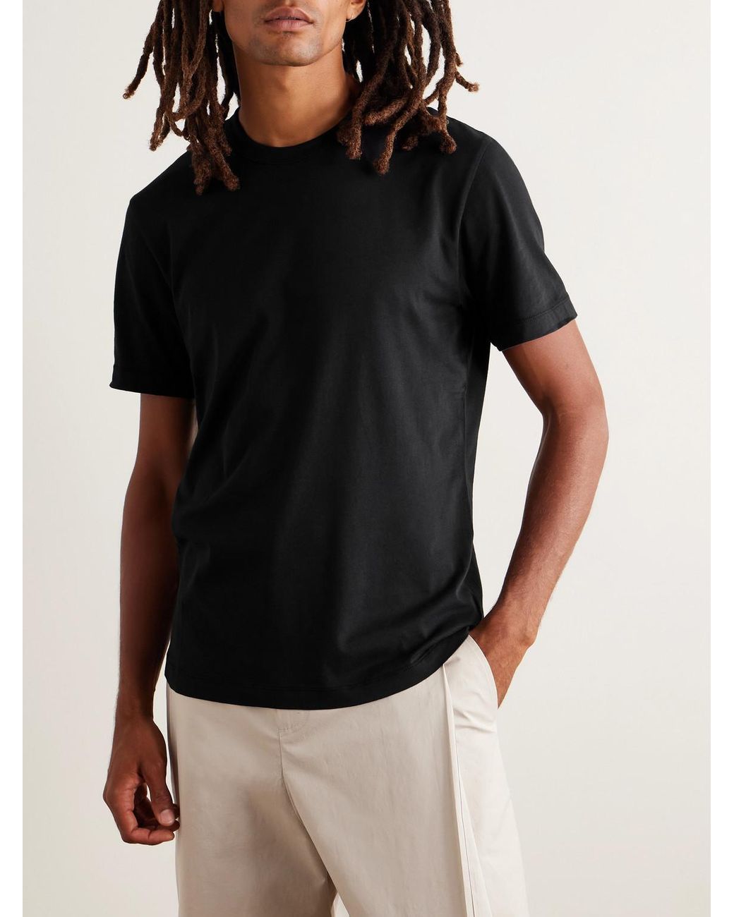 James Perse Black Lotus Brushed Cotton-jersey T-shirt for men