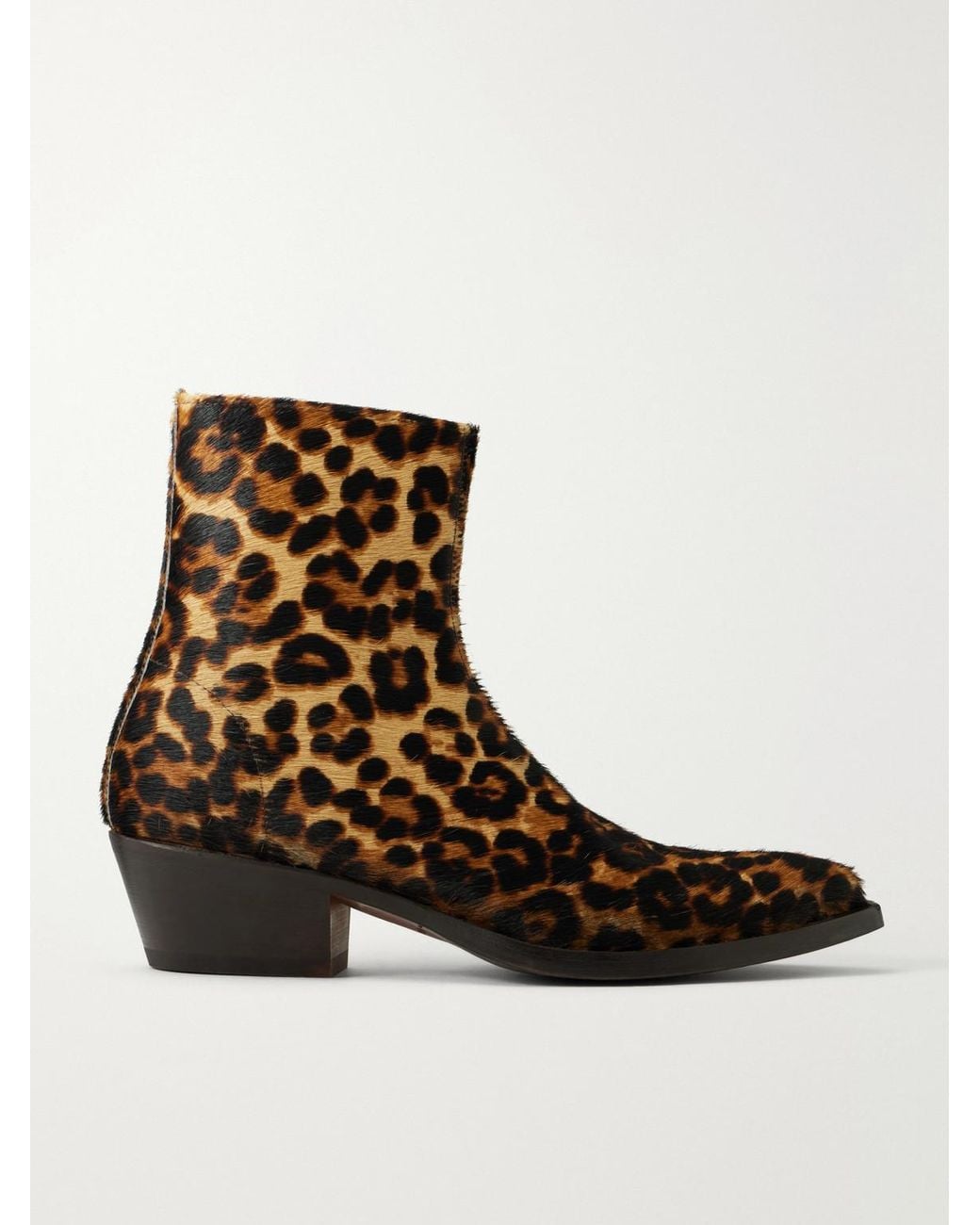 424 Brown Leopard-Print Calf-Hair Chelsea Boots for men