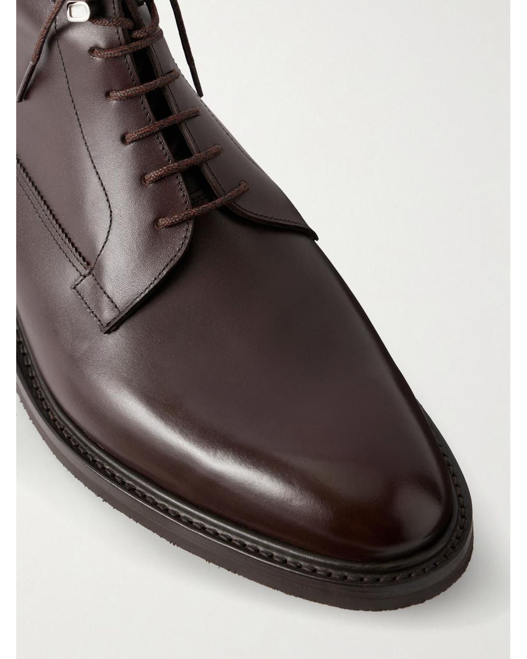 John Lobb Brown Alder Leather Lace-Up Boots for men