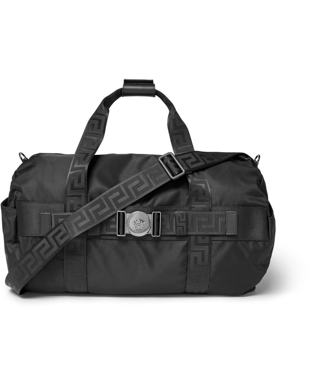 Versace Logo-embellished Nylon Duffle Bag in Black for Men | Lyst