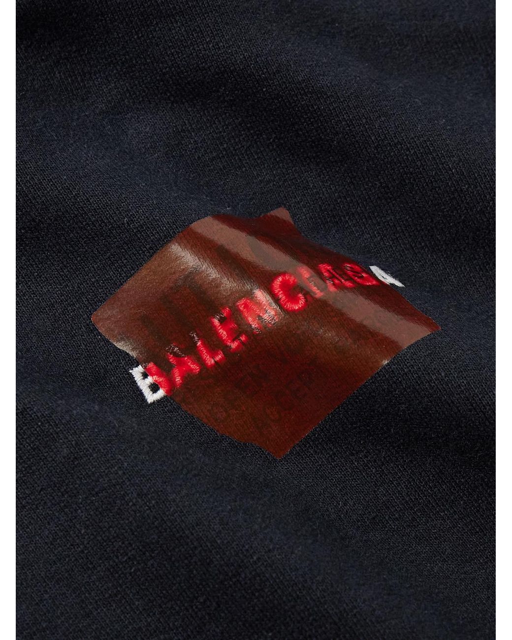 Balenciaga Blue Logo-embroidered Cotton-jersey Hoodie for men