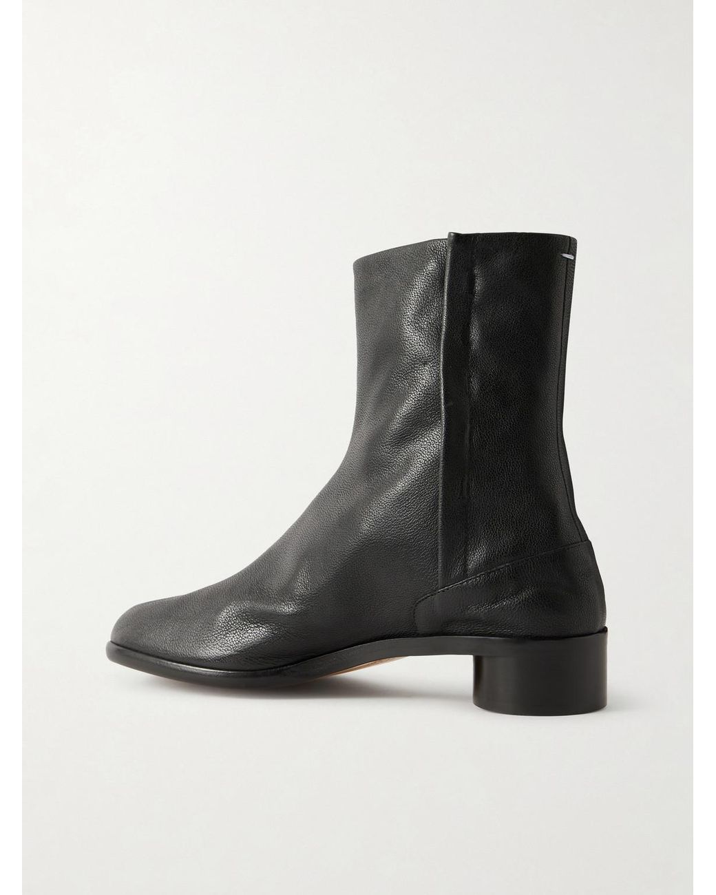 Maison Margiela Black Tabi Split-Toe Textured-Leather Ankle Boots for men