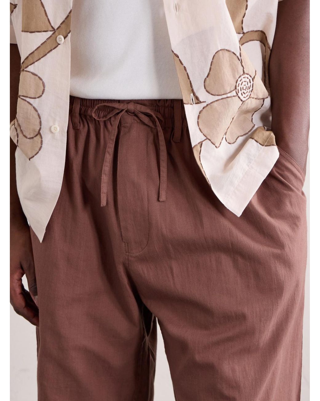 Kardo Red Milo Straight-leg Cotton Drawstring Shorts for men
