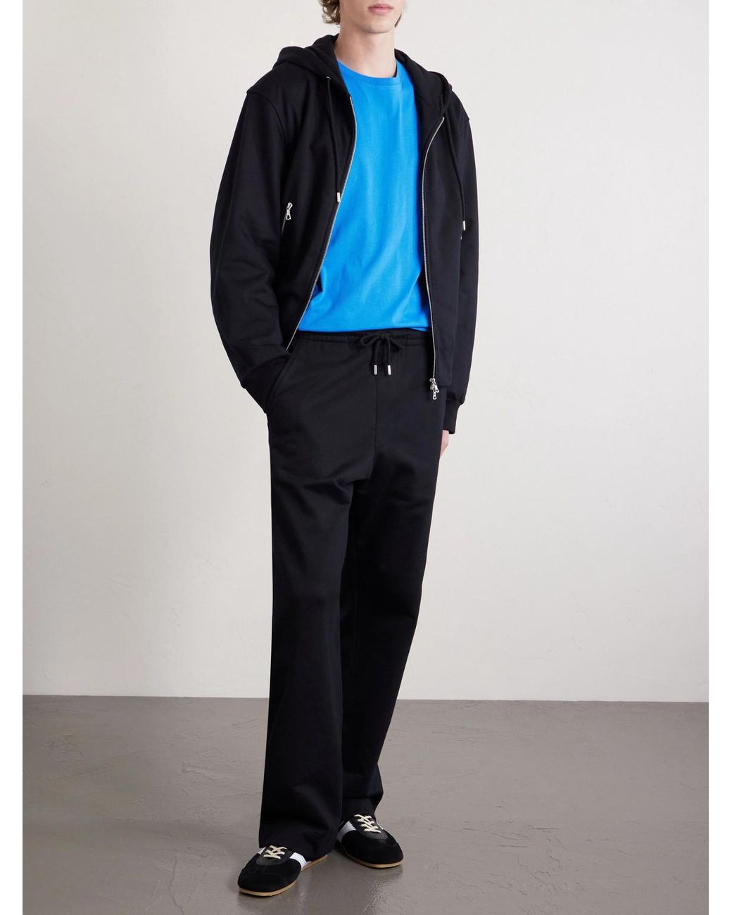 Dries Van Noten Blue Cotton-Jersey Sweatpants for men
