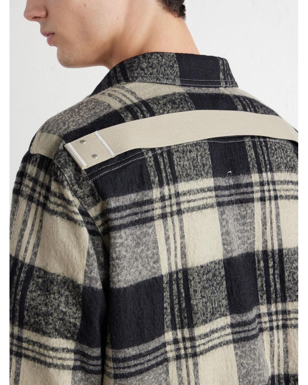 Rick Owens Black Checked Cotton And Wool-Blend Flannel Overshirt for men