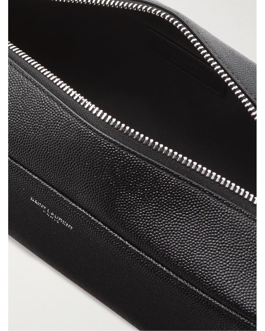 Saint Laurent Black Full-Grain Leather Wash Bag for men