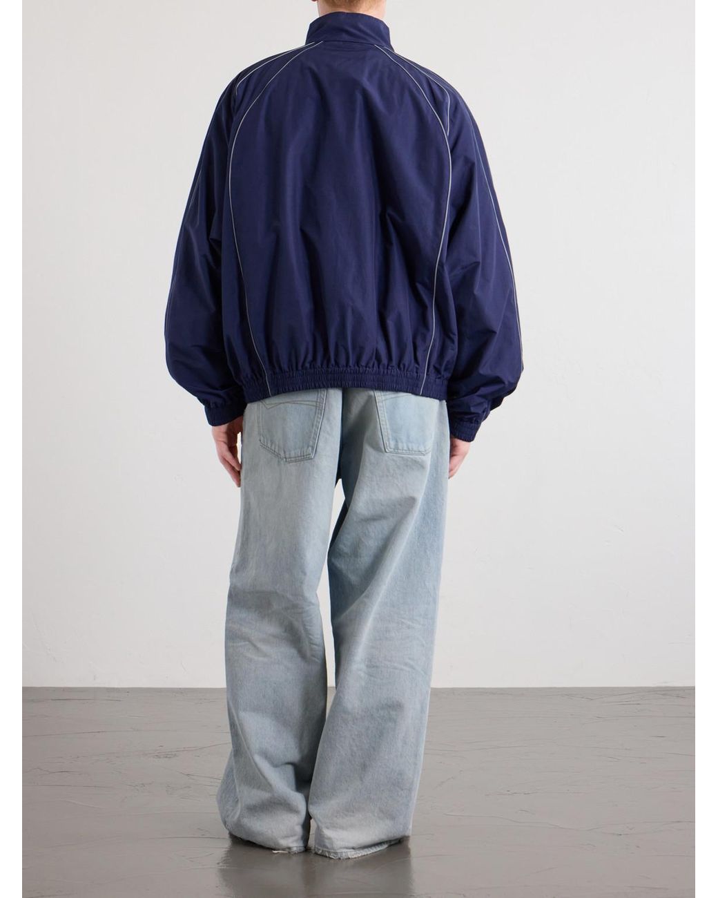 Balenciaga Blue Logo-Print Cotton-Blend Track Jacket for men