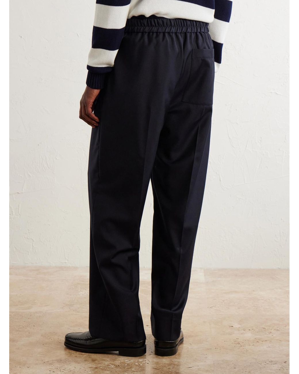 Officine Generale Blue Nilson Straight-Leg Wool, Cashmere And Silk-Blend Suit Trousers for men