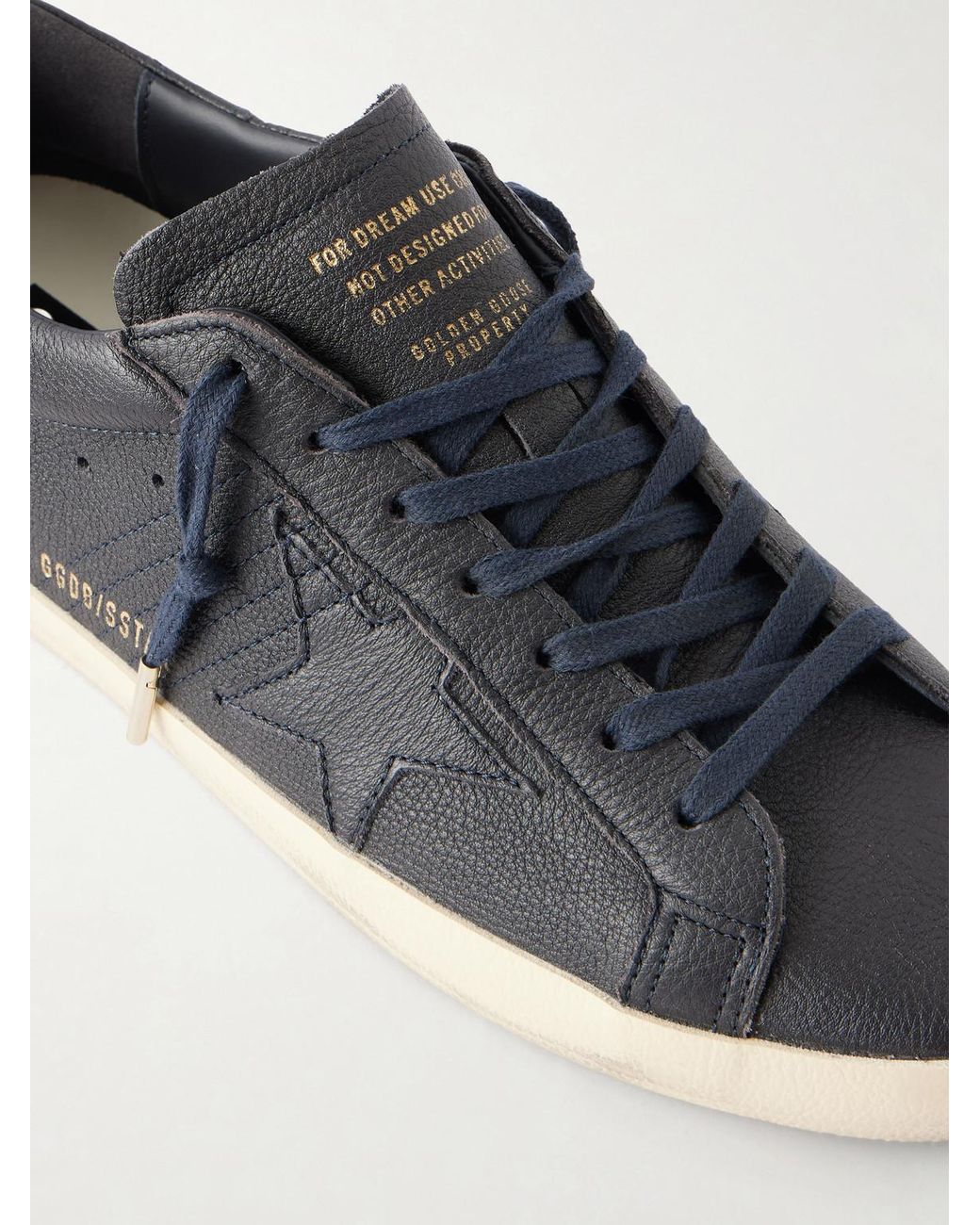 Golden Goose Deluxe Brand Blue Super-Star Distressed Full-Grain Leather Sneakers for men
