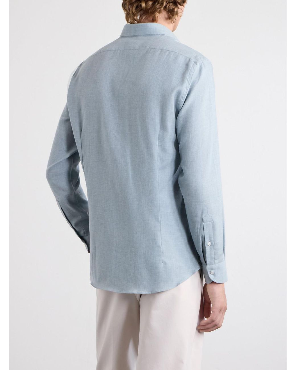 Caruso Blue Cotton And Cashmere-Blend Shirt for men