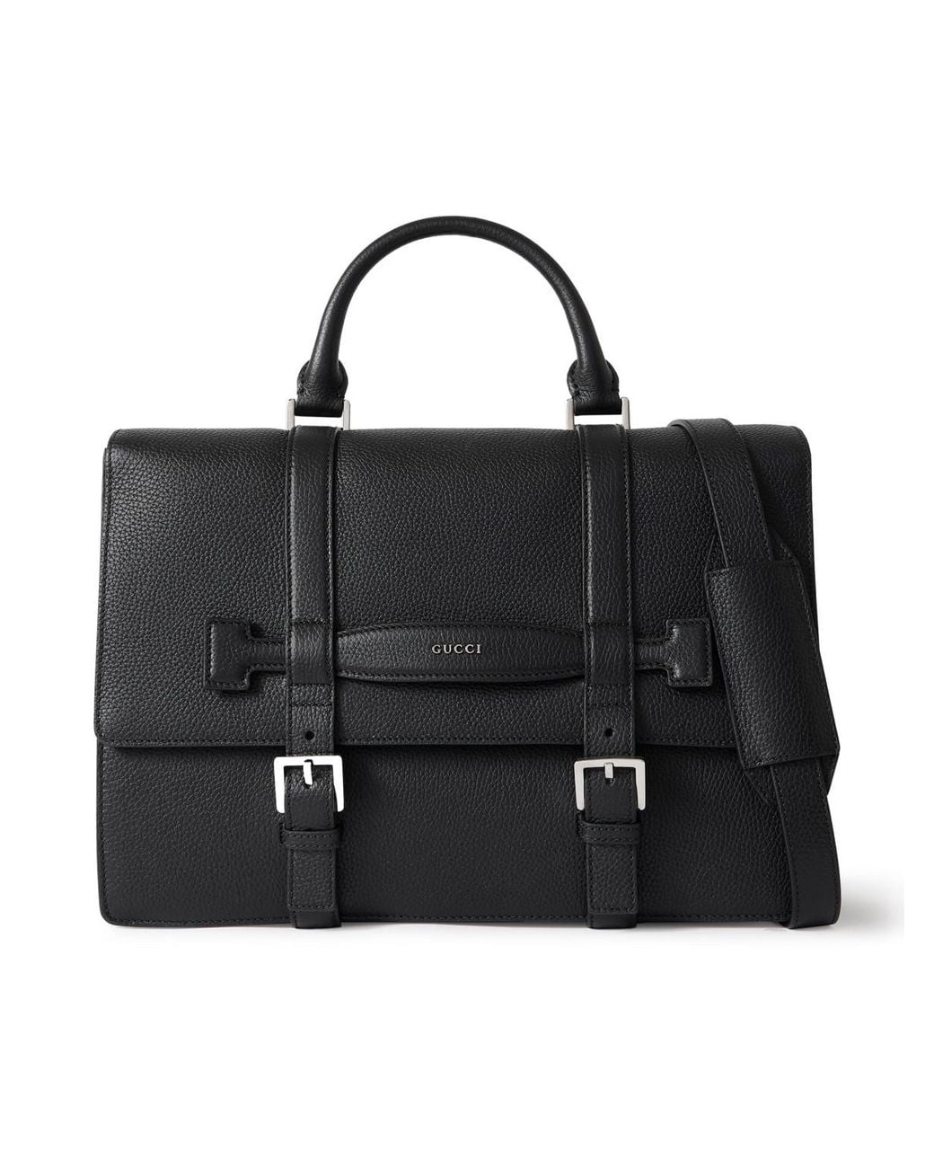 Gucci Men Black Leather Briefcase