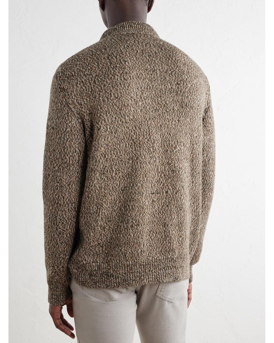 Brioni Brown Wool-Mouliné Cardigan for men