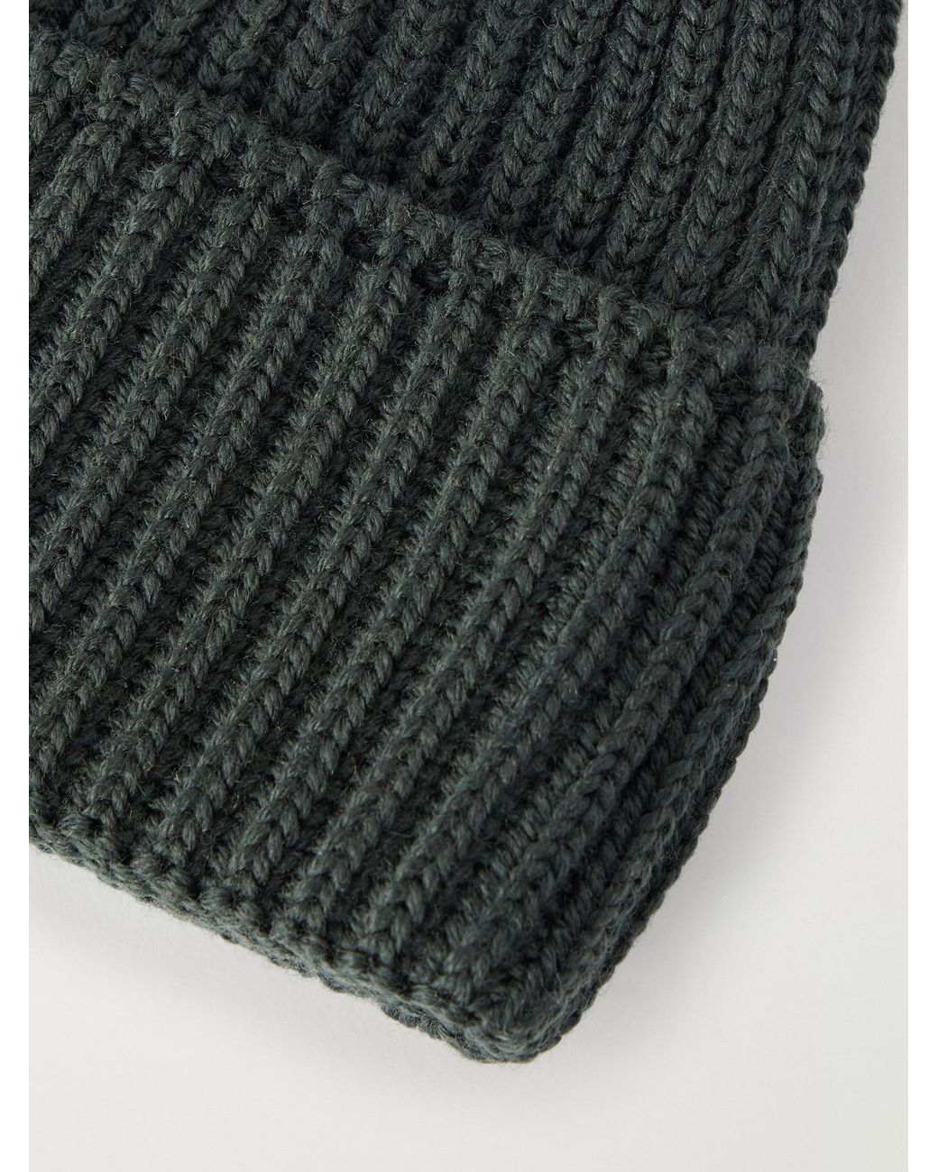 S.N.S Herning Black Fender Ribbed Virgin Wool Beanie for men