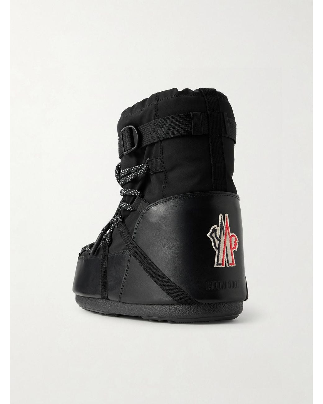 Moncler Black Moon Boot Icon Low Gaiter Padded Shell And Leather Snow Boots for men