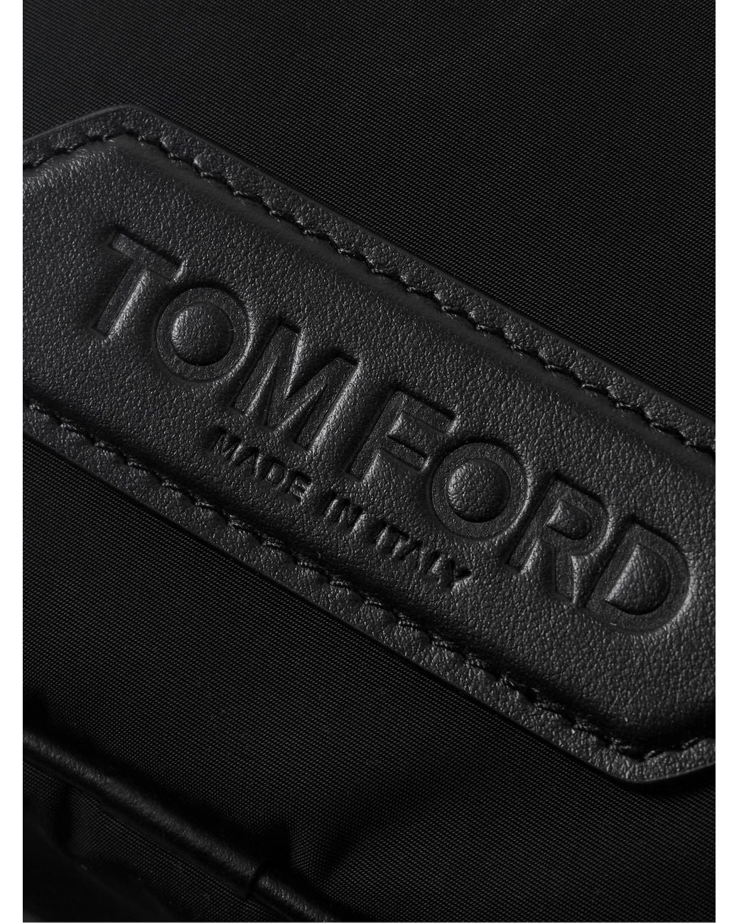 Tom Ford Black Leather-Trimmed Shell Wash Bag for men