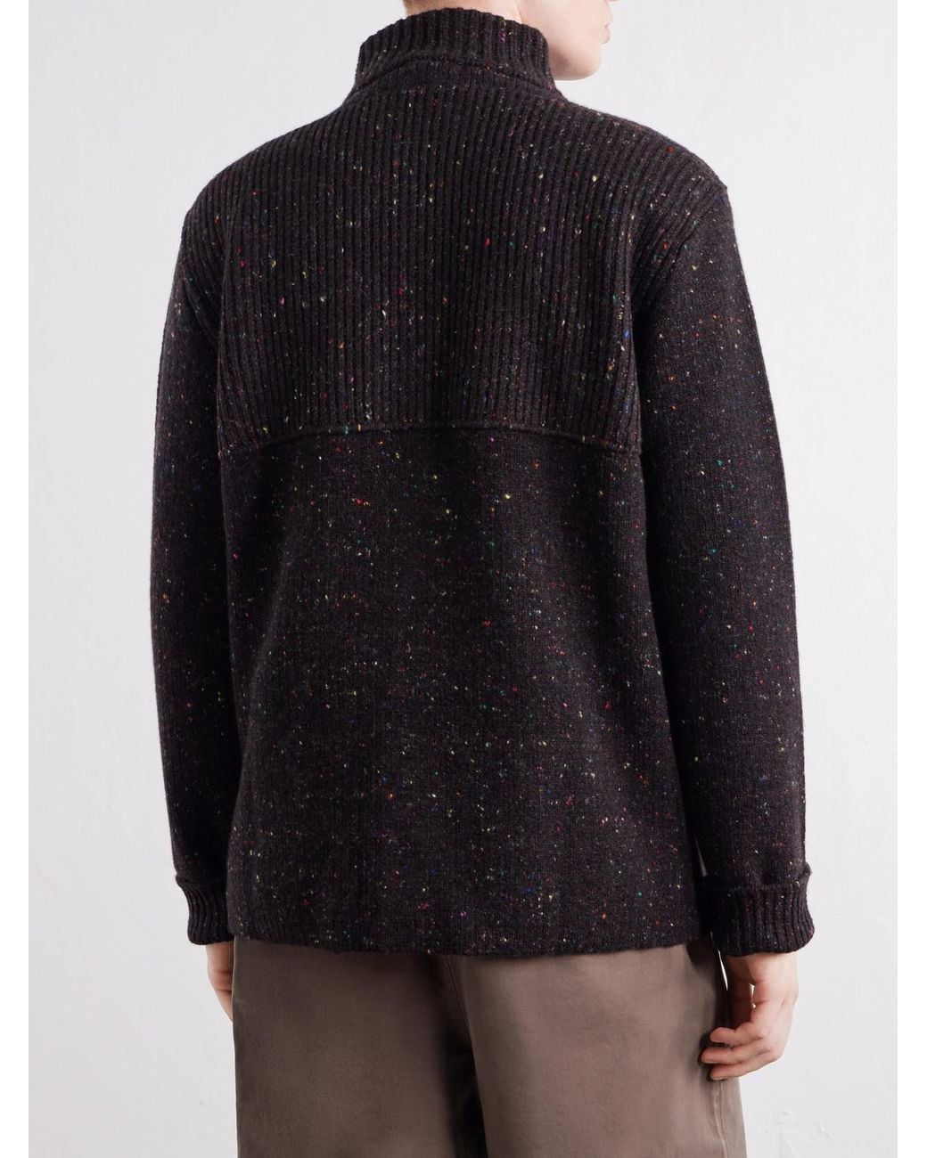 Inis Meáin Black Storm Merino Wool And Cashmere-Blend Cardigan for men